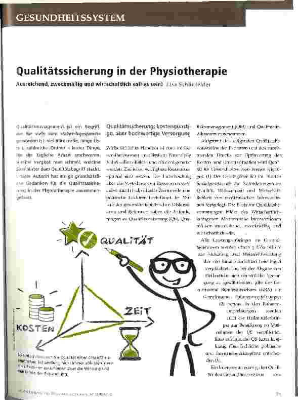 Vorschauseite 1: Qualitätssicherung in der Physiotherapie