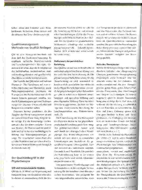 Vorschauseite 2: Qualitätssicherung in der Physiotherapie