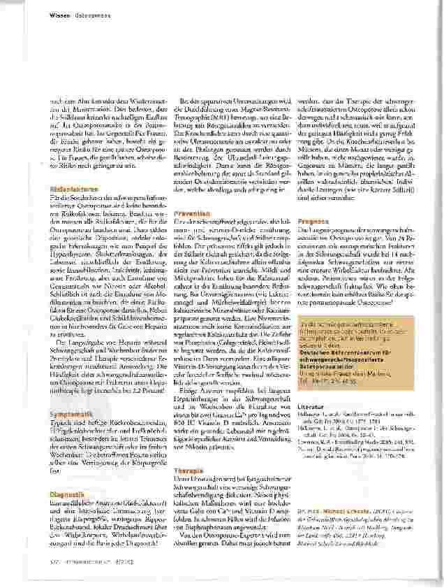 Vorschauseite 2: Schwangerschaftsassoziierte Osteoporose und Stillen