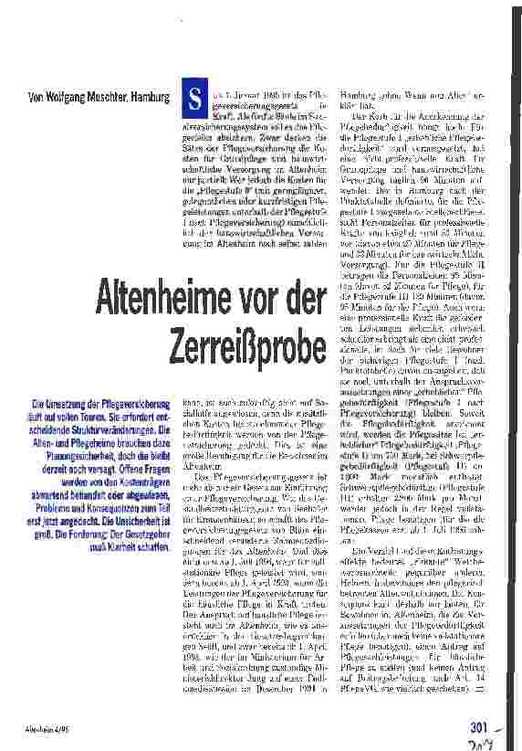 Vorschauseite 1: Altenheime vor der Zerreißprobe
