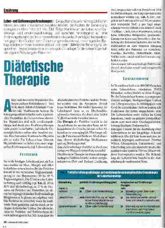 Vorschauseite 1: Diätetische Therapie bei Leber-und Gallenwegserkrankung