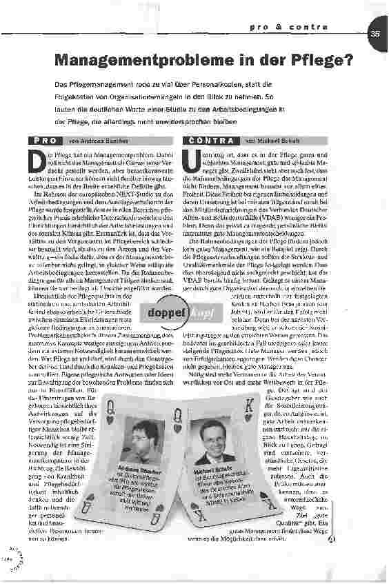 Vorschauseite 1: Managementprobleme in der Pflege?