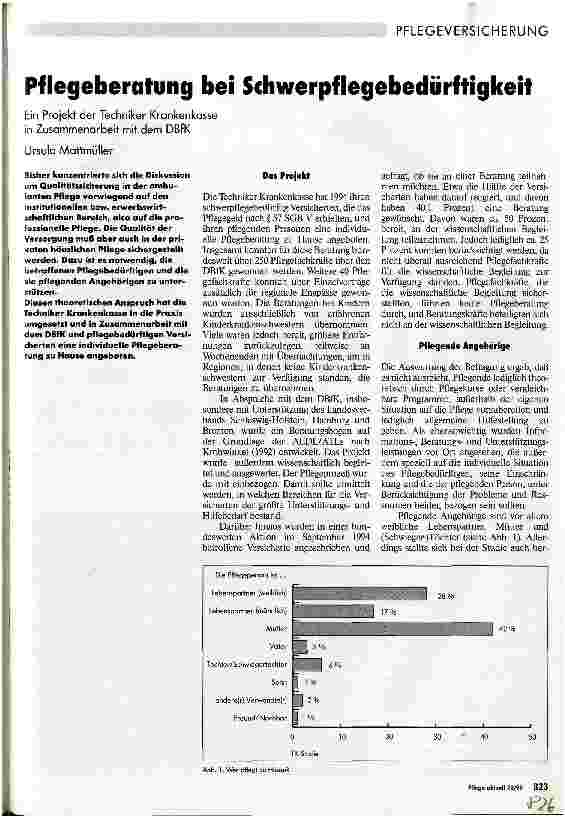 Vorschauseite 1: Pflegeberatung bei Schwerpflegebedürftigkeit Ein Projet der Techniker Krankenkasse in Zusammenarbeit mit dem DBfK