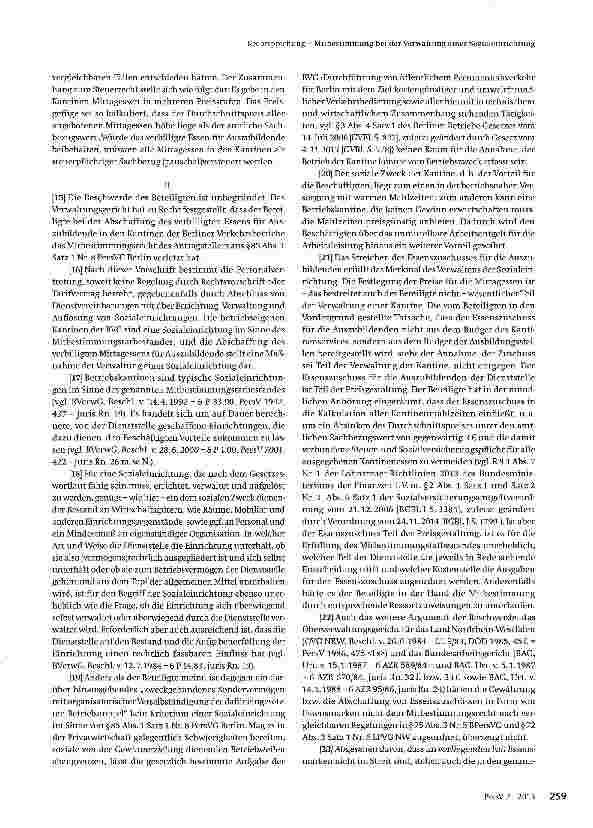 Vorschauseite 2: Mitbestimmung bei der Verwaltung einer Sozialeinrichtung Zur Mitbestimmung bei der Abschaffung eines Azubi-Zuschusses für Mittagessen in der Betriebskantine.