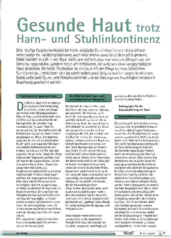 Vorschauseite 1: Gesunde Haut trotz Harnund Stuhlinkontinenz
