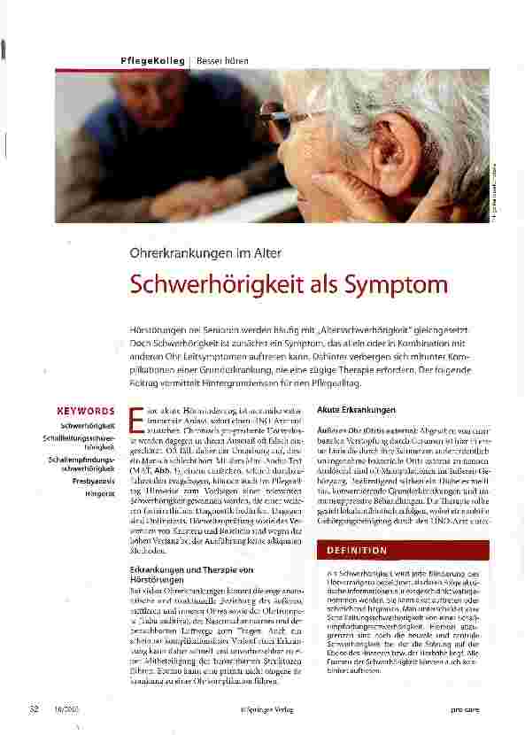 Vorschauseite 1: Schwerhörigkeit als Symptom