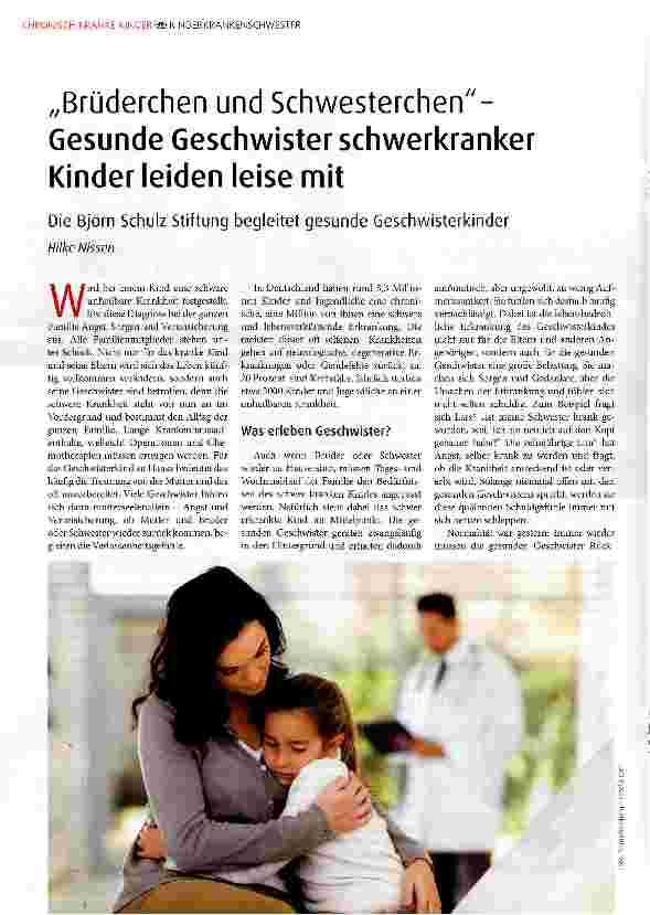 Vorschauseite 1: Brüderchen und Schwesterchen-Gesunde Geschwister schwerkranker Kinder leiden leise mit