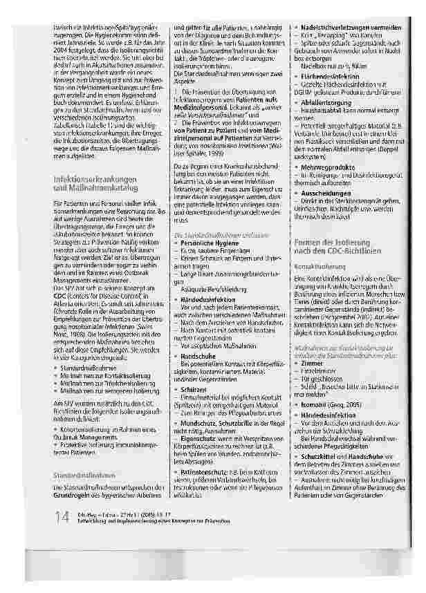 Vorschauseite 2: Entwicklung und Implementierung eines Konzeptes zur Prävention von und zum Umgang mit Infektionserregern und Krankheiten in einer Rehabilitationsklinik