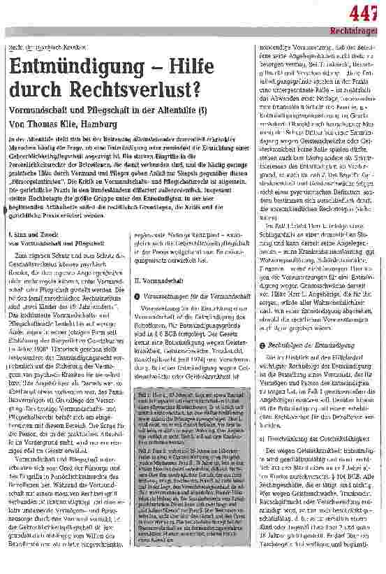 Vorschauseite 1: Entmündigung - Hilfe durch Rechtsverlust? Vormundschaft und Pflegschaft in der Altenhilfe (I)