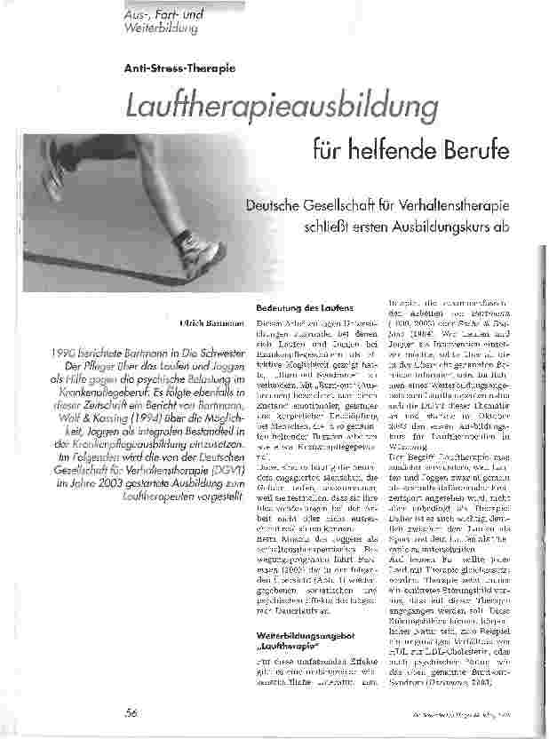 Vorschauseite 1: Lauftherapieausbildung für helfende BerufeDeutsche Gesellschaft für Verhaltenstherapie schließt ersten Ausbildungskurs ab