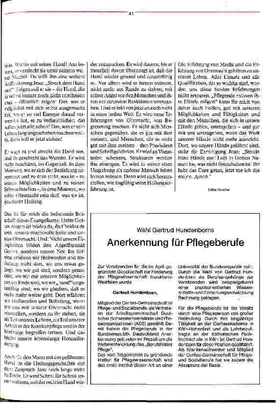 Vorschauseite 2: Zwischen Macht und Ohnmacht Pflegende müssen ihre Hände mögen