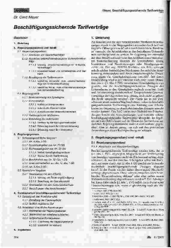 Vorschauseite 1: Beschäftigungssichernde Tarifverträge