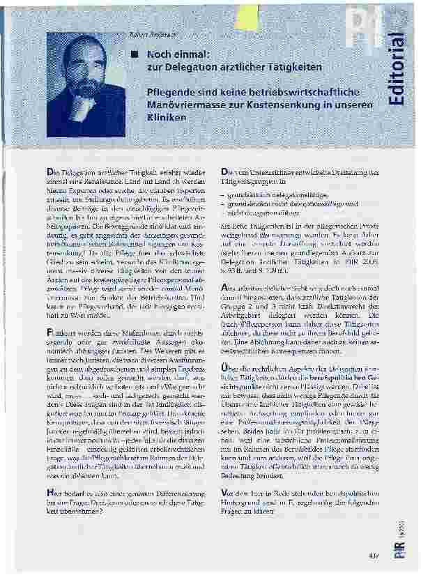Vorschauseite 1: Noch einmal: :zur Delegation ärztlicher Tätigkeiten