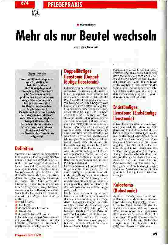 Vorschauseite 1: Mehr als nur Beutel wechseln Stomapflege