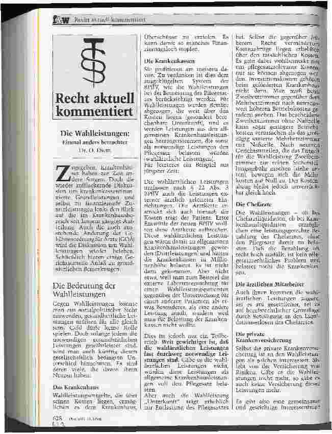Vorschauseite 1: Die Wahlleistungen Einmal anders betrachtet
