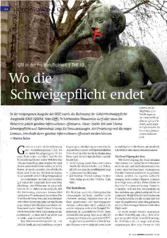 Vorschauseite 1: QM in der Freiberuflichkeit Teil10 Wo die Schweigepflicht endet