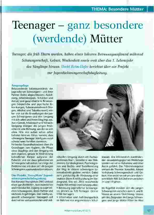 Vorschauseite 1: Teenager - ganz besondere (werdende) Mütter