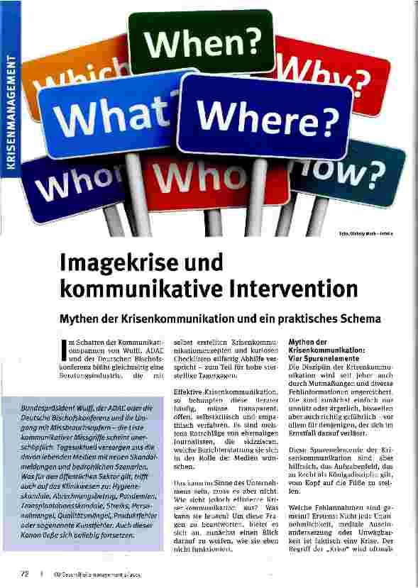 Vorschauseite 1: Imagekrise und kommunikative Intervention