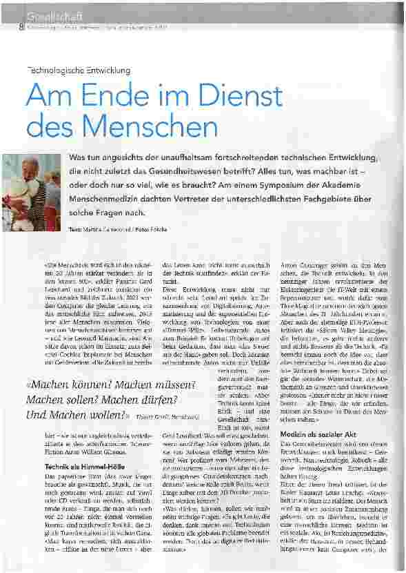 Vorschauseite 1: Am Ende im Dienst des Menschen