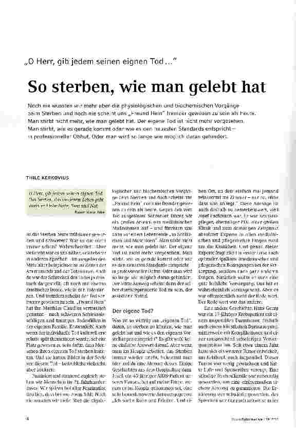 Vorschauseite 1: So sterben, wie man gelebt hat