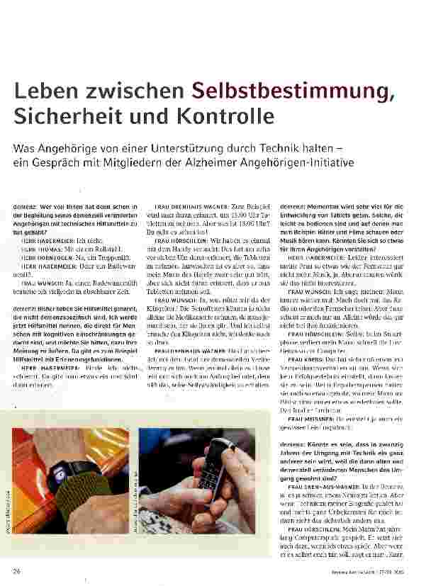 Vorschauseite 1: Leben zwischen Selbstbestimmung, Sicherheit und Kontrolle