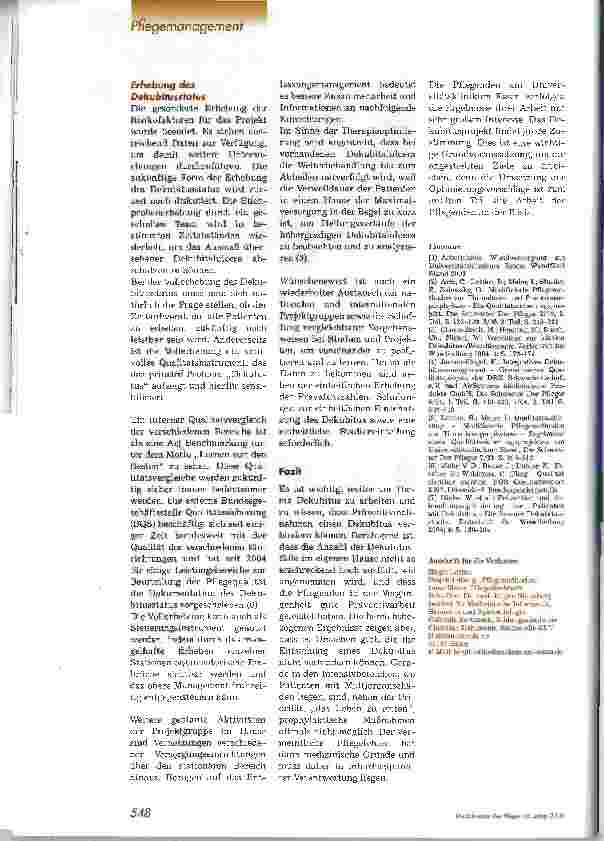 Vorschauseite 3: Das Essener Dekubitusprojekt2. Teil: Prävention und Behandlungsoptimierung des Dekubitus am Universitätsklinikum Essen