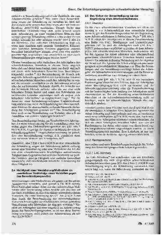 Vorschauseite 3: Der Entschädigungsanspruch schwerbehinderter Menschen wegen der Benachteiligung in einem Beschäftigungsverhältnis