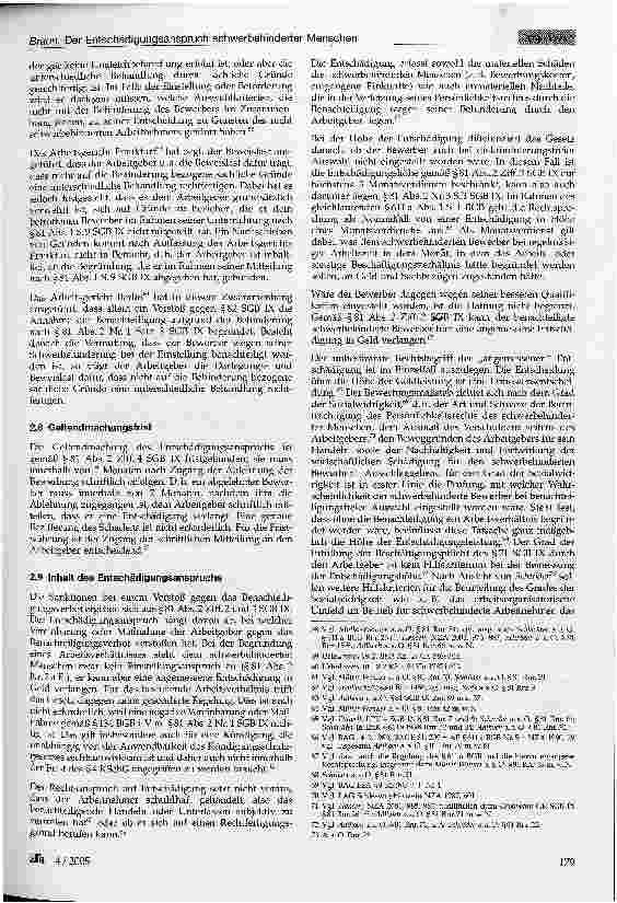 Vorschauseite 6: Der Entschädigungsanspruch schwerbehinderter Menschen wegen der Benachteiligung in einem Beschäftigungsverhältnis