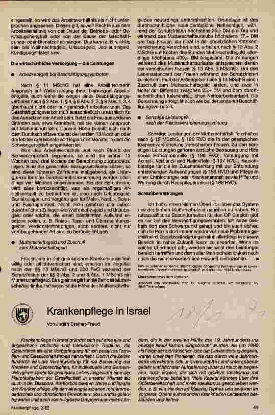 Vorschauseite 1: Krankenpflege in Israel