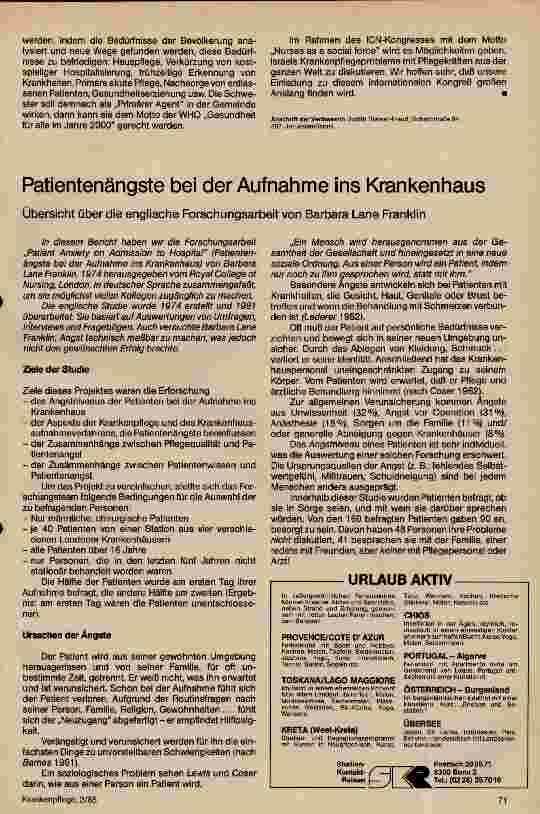 Vorschauseite 3: Krankenpflege in Israel