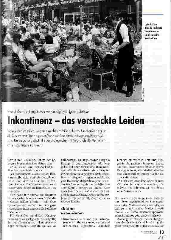 Vorschauseite 1: Inkontinenz - das versteckte Leiden Eine Umfrage bei englischen Frauen zeigt wichtige Ergebnisse