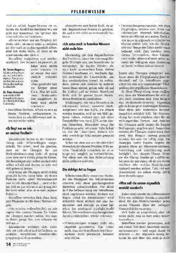 Vorschauseite 2: Inkontinenz - das versteckte Leiden Eine Umfrage bei englischen Frauen zeigt wichtige Ergebnisse