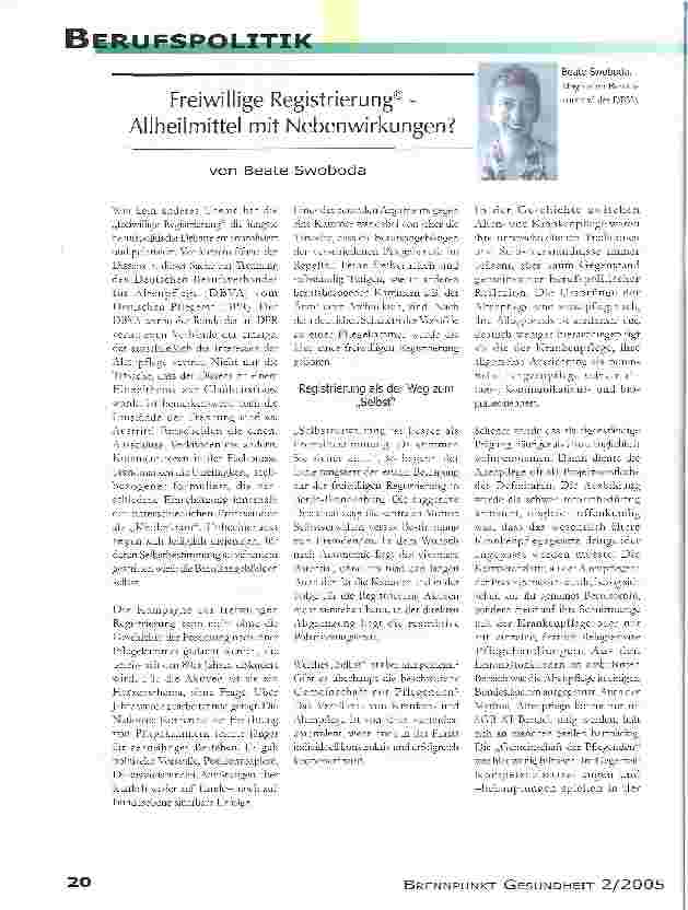 Vorschauseite 1: Freiwillige Registrierung Allheilmittel mit Nebenwirkungen?