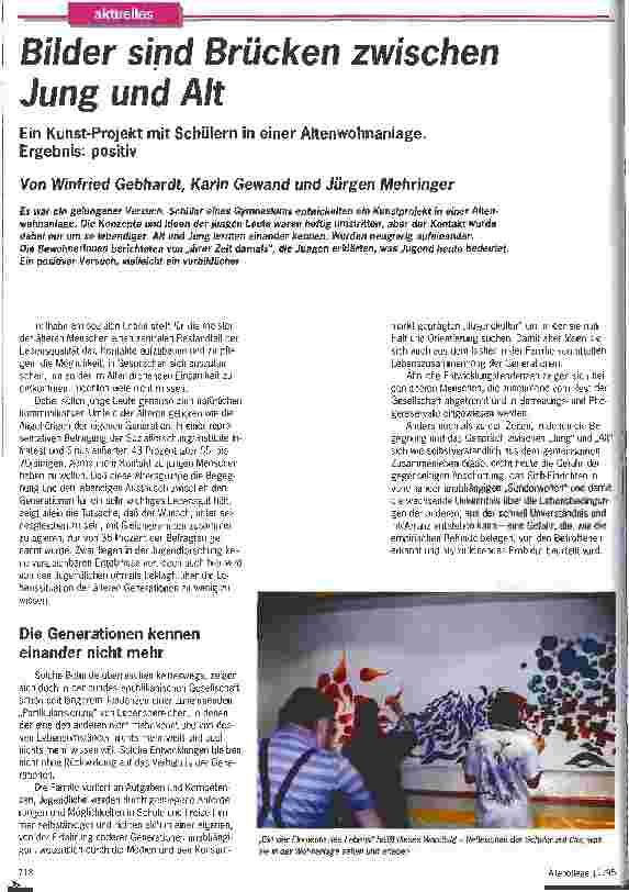 Vorschauseite 1: Bilder sind Brücken zwischen Jung und Alt Ein Kunst-Projekt mit Schülern in einer Altenwohnanlage. Ergebnis: positiv