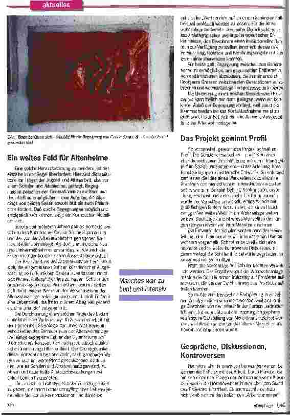 Vorschauseite 2: Bilder sind Brücken zwischen Jung und Alt Ein Kunst-Projekt mit Schülern in einer Altenwohnanlage. Ergebnis: positiv