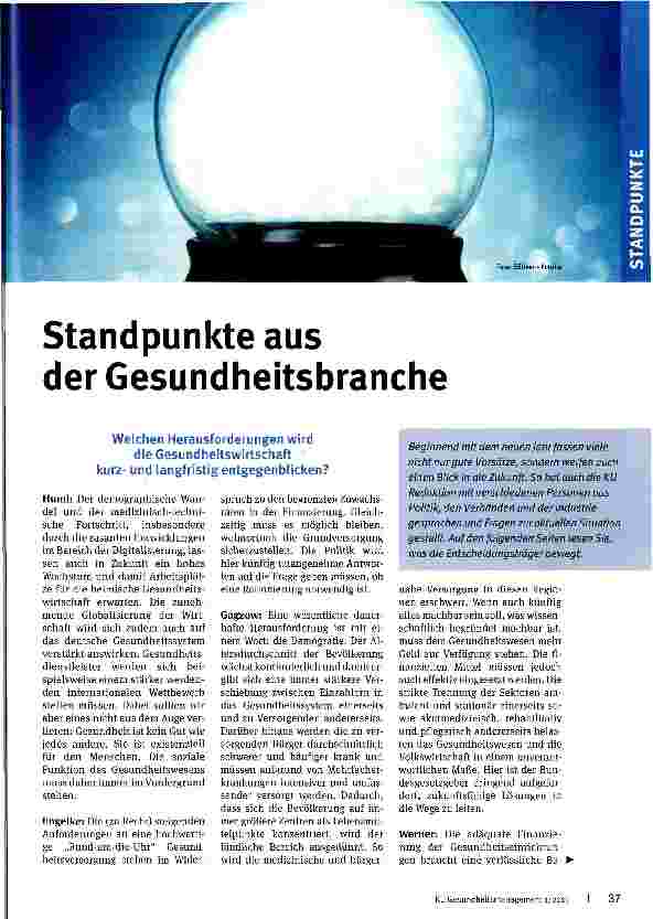 Vorschauseite 1: Standpunkte aus der Gesundheitsbranche
