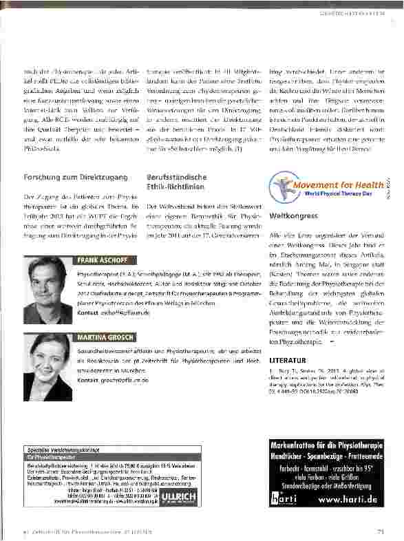Vorschauseite 3: Weltverband Physiotherapie