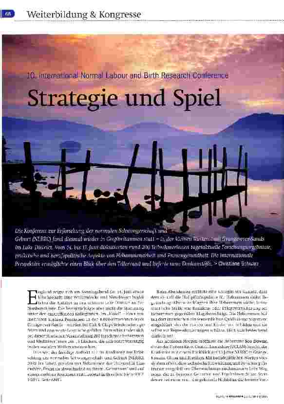 Vorschauseite 1: 10. International Normal Labour and Birth Research Conference Strategie und Spiel