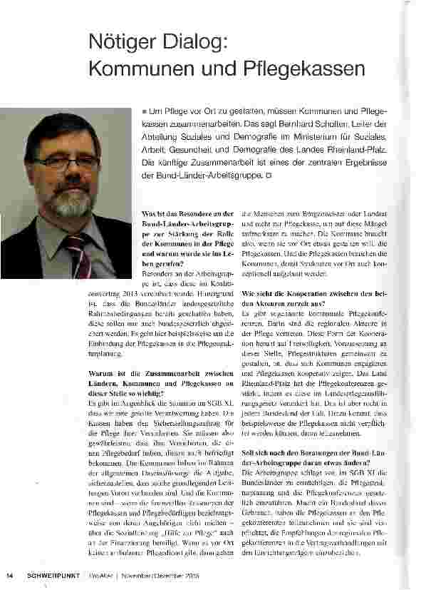 Vorschauseite 1: Nötiger Dialog: Kommunen und Pflegekassen