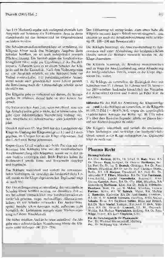 Vorschauseite 2: Parallelimport von Arzneimitteln ohne VorabinformationHansOLG Hamburg, Urteil vom 22. April 2004 - 3 U 240/01