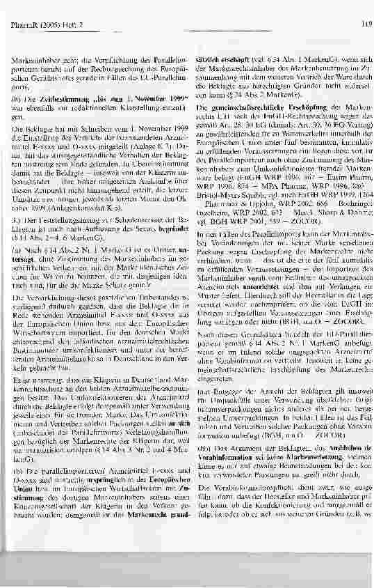 Vorschauseite 4: Parallelimport von Arzneimitteln ohne VorabinformationHansOLG Hamburg, Urteil vom 22. April 2004 - 3 U 240/01