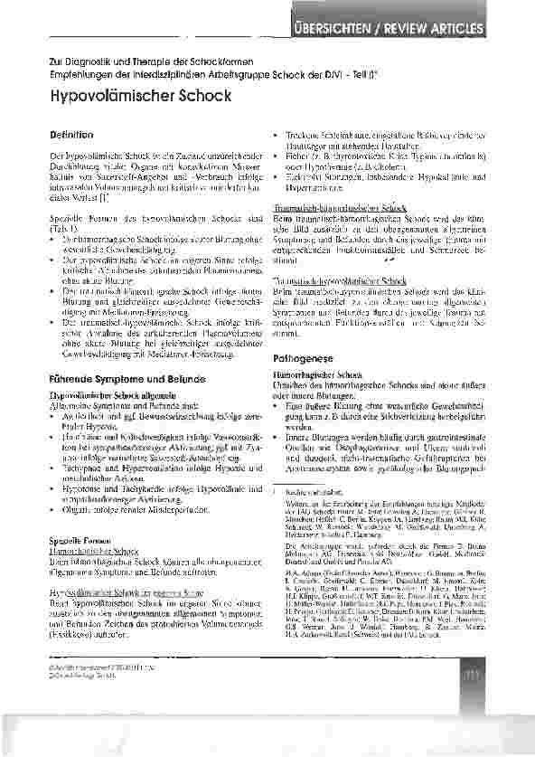 Vorschauseite 1: Hypovolämischer Schock