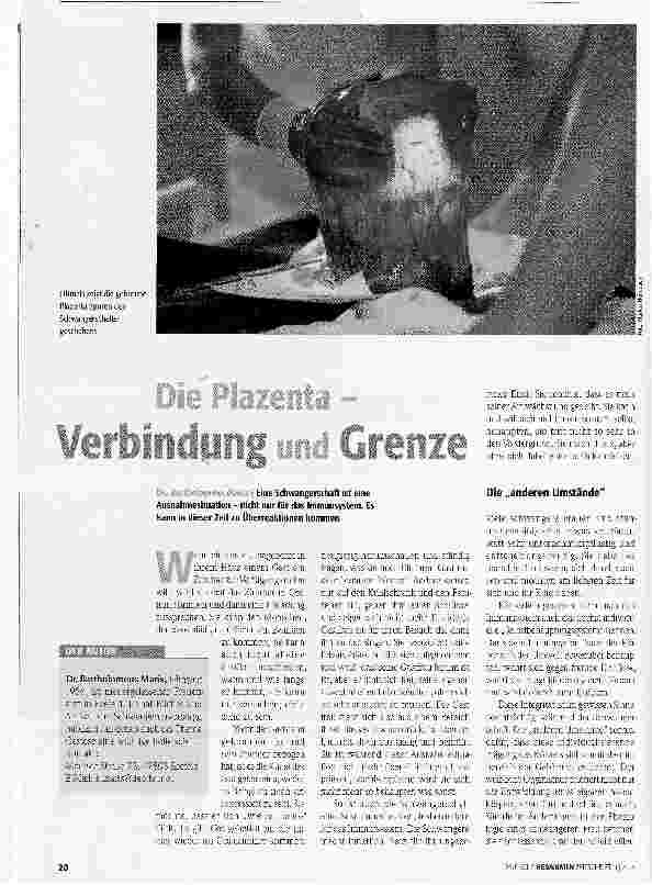 Vorschauseite 1: Die Plazenta-Verbindung und Grenze