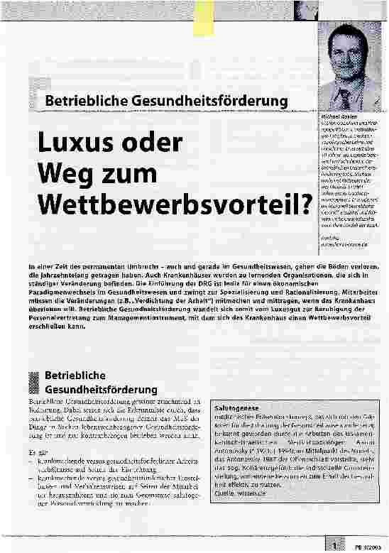 Vorschauseite 1: Luxus oder Weg zum Wettbewerbsvorteil?