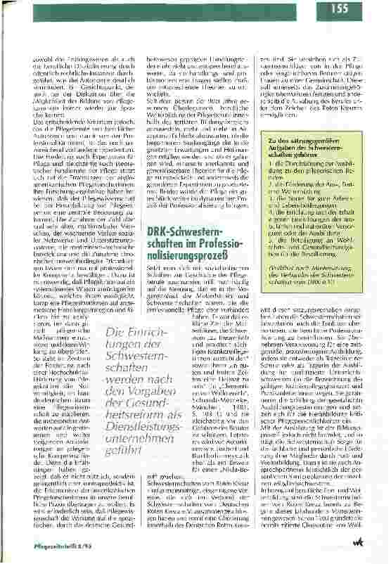 Vorschauseite 3: Profesionelle Pflege - eine Herausforderung für Schwesternschaften Bedeutung der Schwesternschaften im Professionalisierungsprozeß