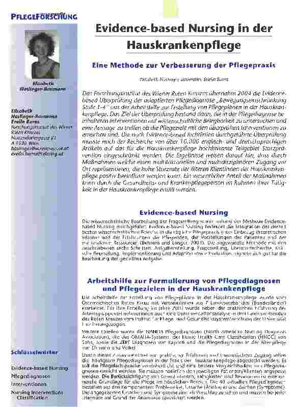Vorschauseite 1: Evidence-based Nursing in der Hauskrankenpflege