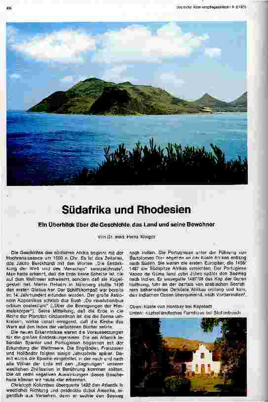 Vorschauseite 1: Südafrika und Rhodesien Ein Überblick über die Geschichte, das Land und seine Bewohner
