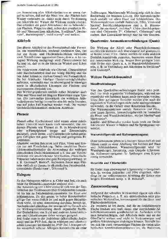 Vorschauseite 2: Einteilung der Desinfektionsmittel und ihre Anwendung