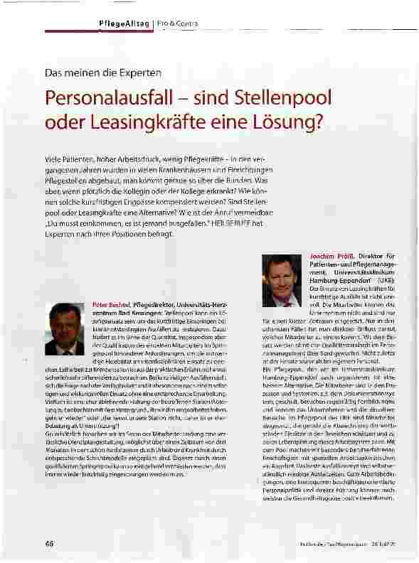 Vorschauseite 1: Das meinen die Experten Personalausfall - sind Stellenpool oder Leasingkräfte eine Lösung?