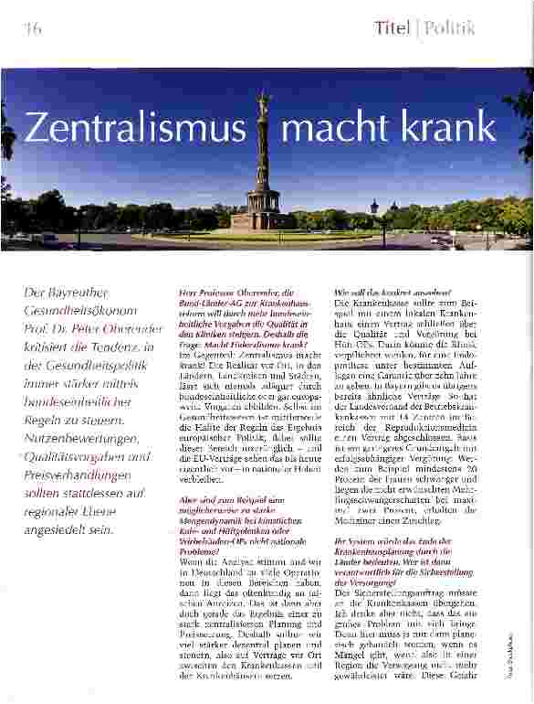 Vorschauseite 1: Zentralismus macht krank